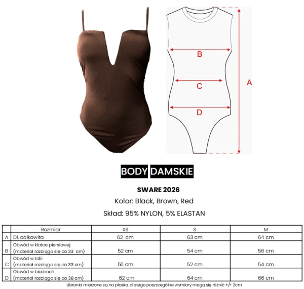 Body damskie OLAVOGA SWARE 2026 czarne - mawershop