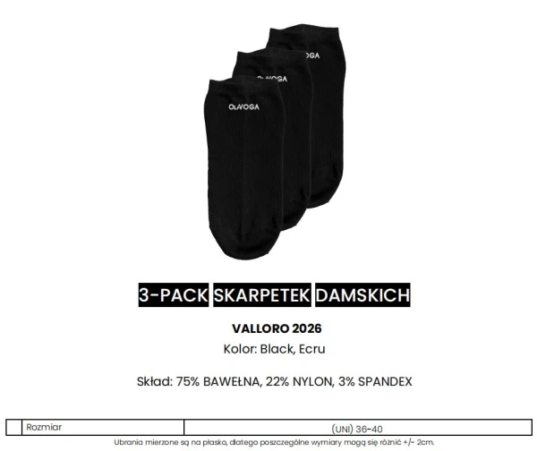 Skarpetki damskie 3-pack OLAVOGA VALLORO 2026 białe - mawershop
