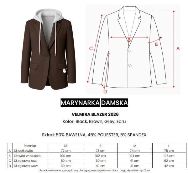 Marynarka damska OLAVOGA VELMIRA BLAZER 2026 czarna - mawershop