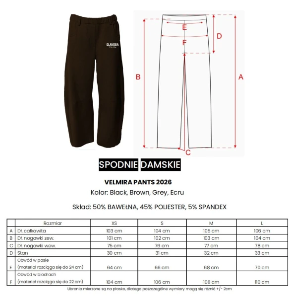 Spodnie damskie OLAVOGA VELMIRA PANTS 2026 brąz - mawershop