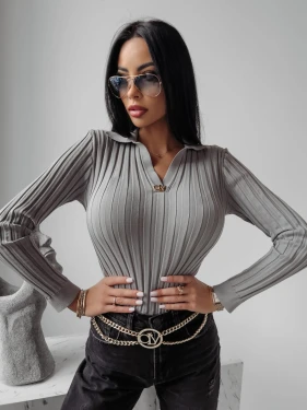 OUTLET Sweter damski OLAVOGA ANABEL jasnoszary - produkt ze skazą 