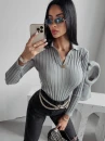 Sweter damski OLAVOGA ANABEL 2023 jasnoszary  - maWer Fashion