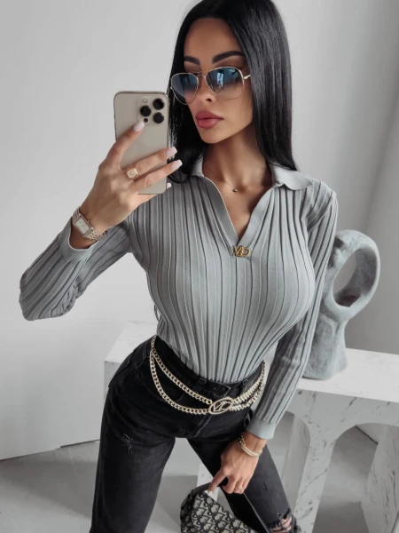 Sweter damski OLAVOGA ANABEL 2023 jasnoszary  - maWer Fashion
