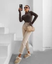 Body damskie OLAVOGA ESSENTIAL RIB 2025 brąz  - maWer Fashion