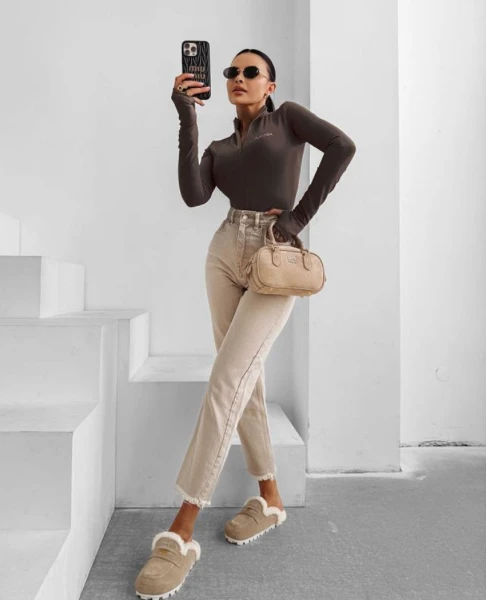 Body damskie OLAVOGA ESSENTIAL RIB 2025 brąz  - maWer Fashion