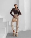 Body damskie OLAVOGA ESSENTIAL RIB 2025 brąz  - maWer Fashion