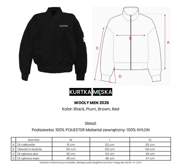 Bomberka kurtka męska WOOLY MEN 2026 - mawershop