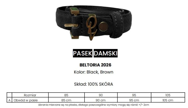 Pasek damski OLAVOGA BELTORIA 2026 czarny - mawershop