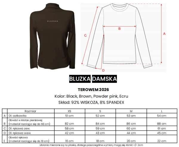 Bluzka damska OLAVOGA TEROWEM 2026 czarna - mawershop