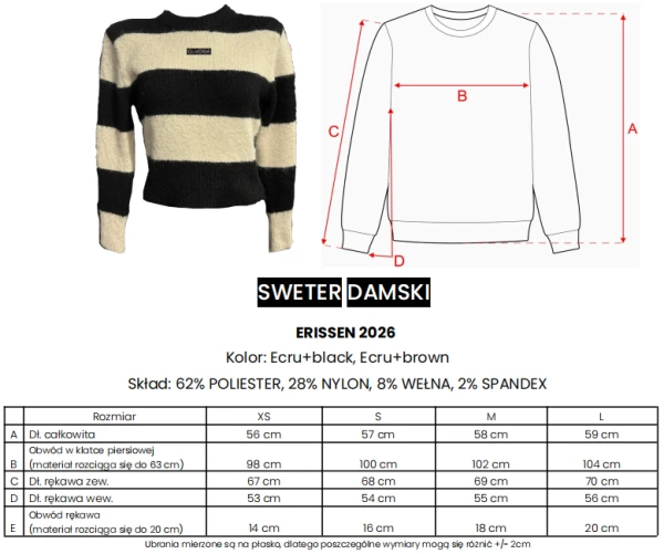 Sweter damski OLAVOGA ERISSEN 2026 - ecru - czarny mawershop