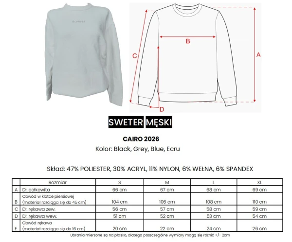 Sweter męski OLAVOGA CAIRO 2026 szary- mawershop