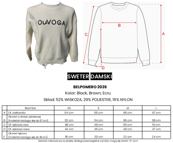 Sweter damski OLAVOGA BELPOMERO 2026 ecru - mawershop