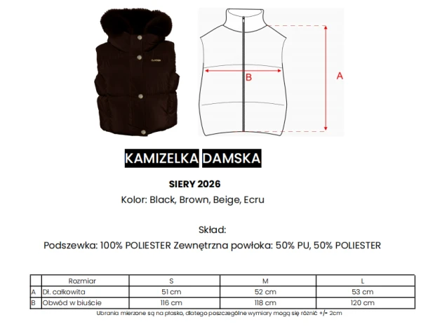 Kamizelka damska OLAVOGA SIERY 2026 ecru - mawershop