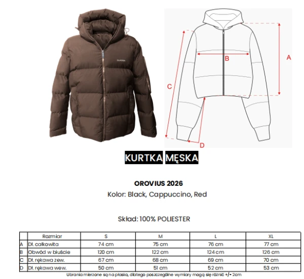 Kurtka męska OLAVOGA OROVIUS 2026 czerwona - mawershop