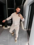 Welurowy komplet męski OLAVOGA LEGACY 2026 beż - maWer Fashion