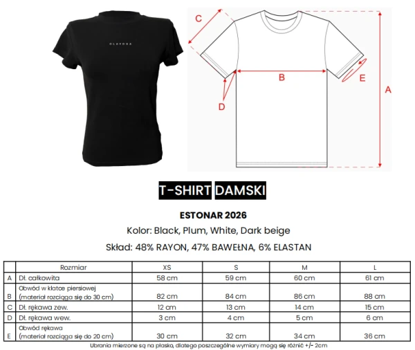 T-shirt damski OLAVOGA ESTONAR 2026 biały - mawershop