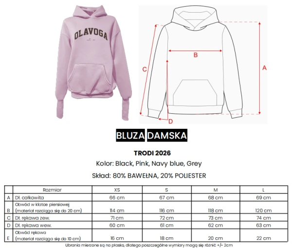 Bluza damska OLAVOGA TRODI 2026 czarna - mawershop