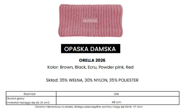 Opaska damska OLAVOGA ORELLA 2026 brąz - mawershop