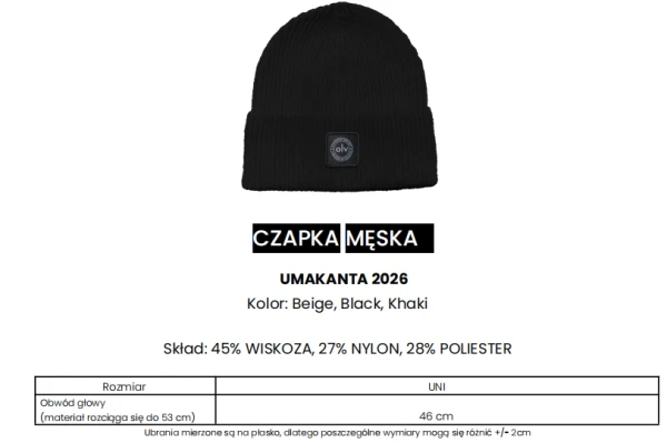 Czapka męska OLAVOGA UMAKANTA 2026 beż - mawershop